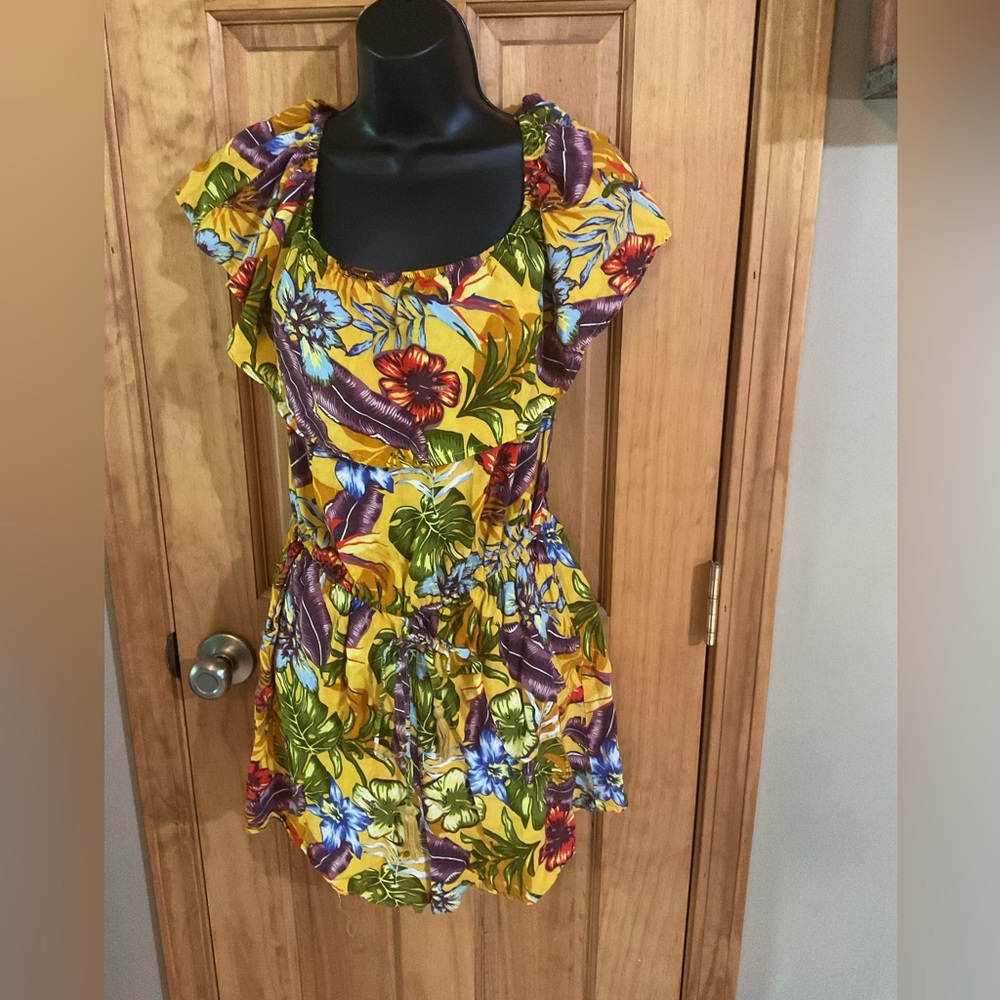 New York & Company Tropical Print Romper